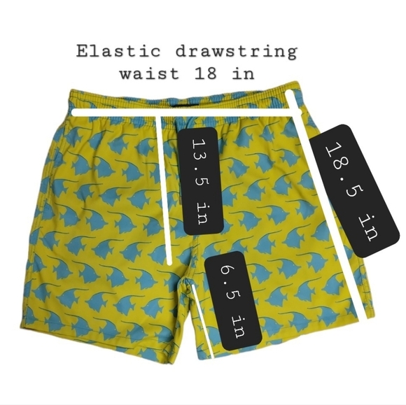 Capelle yellow green fish print men swim trunk size 2XL - Picture 3 of 11